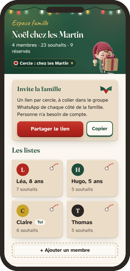 L'application, espace famille
